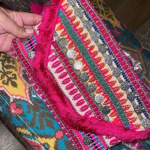 Express Embellished Clutch NWT Boho Pink Fringe